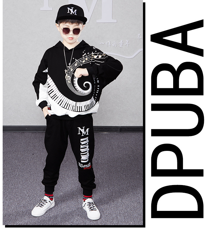 Traje de otoño para niños, Sudadera con capucha de manga larga, edición coreana, pantalones deportivos informales, conjunto de dos piezas a la moda, edición coreana, 2023_voghion.com
