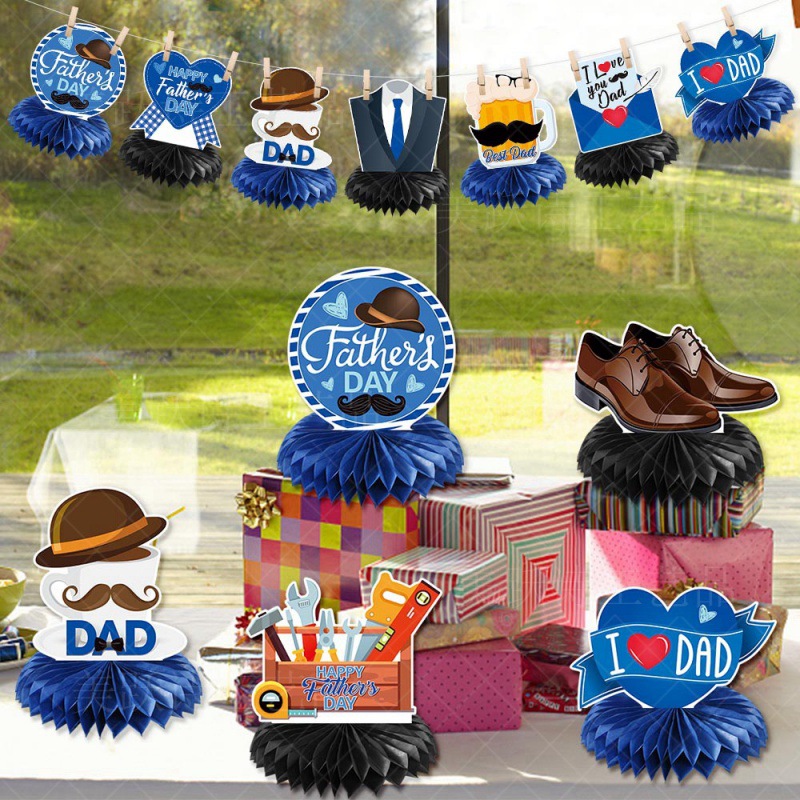 Mesa de decoración de escritorio de día de padre feliz decoración de panal decoración de fiesta de día de padre transfronterizo