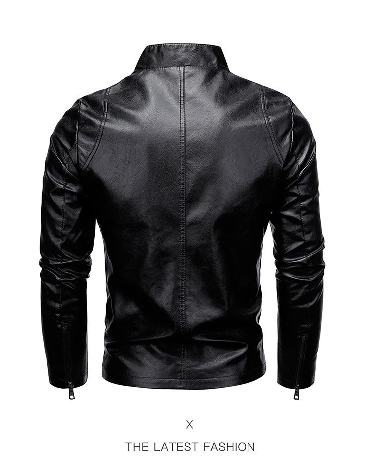 Neue lässige, lockere, dünne Motorrad-Lederjacke für Herren_voghion.com