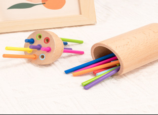 Montessori material didáctico, tubo de clasificación de colores, forma de niños, combinación cognitiva, madera maciza, juguetes de madera educativos para la iluminación de 3-6 años