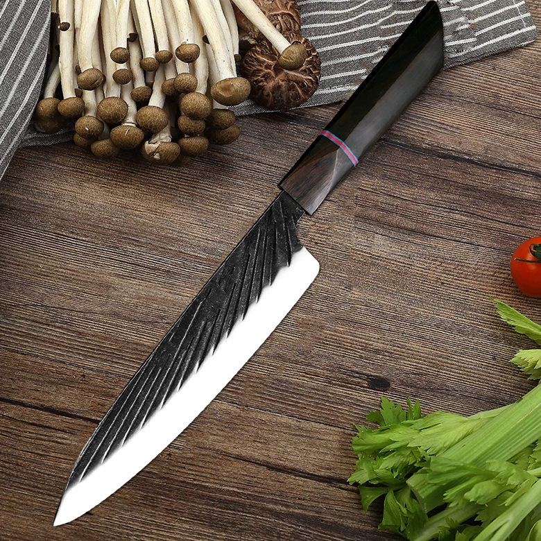 Новый ручной кузнечный кухонный нож, эбеновое деревянное рукоять, нож для нарезки овощей