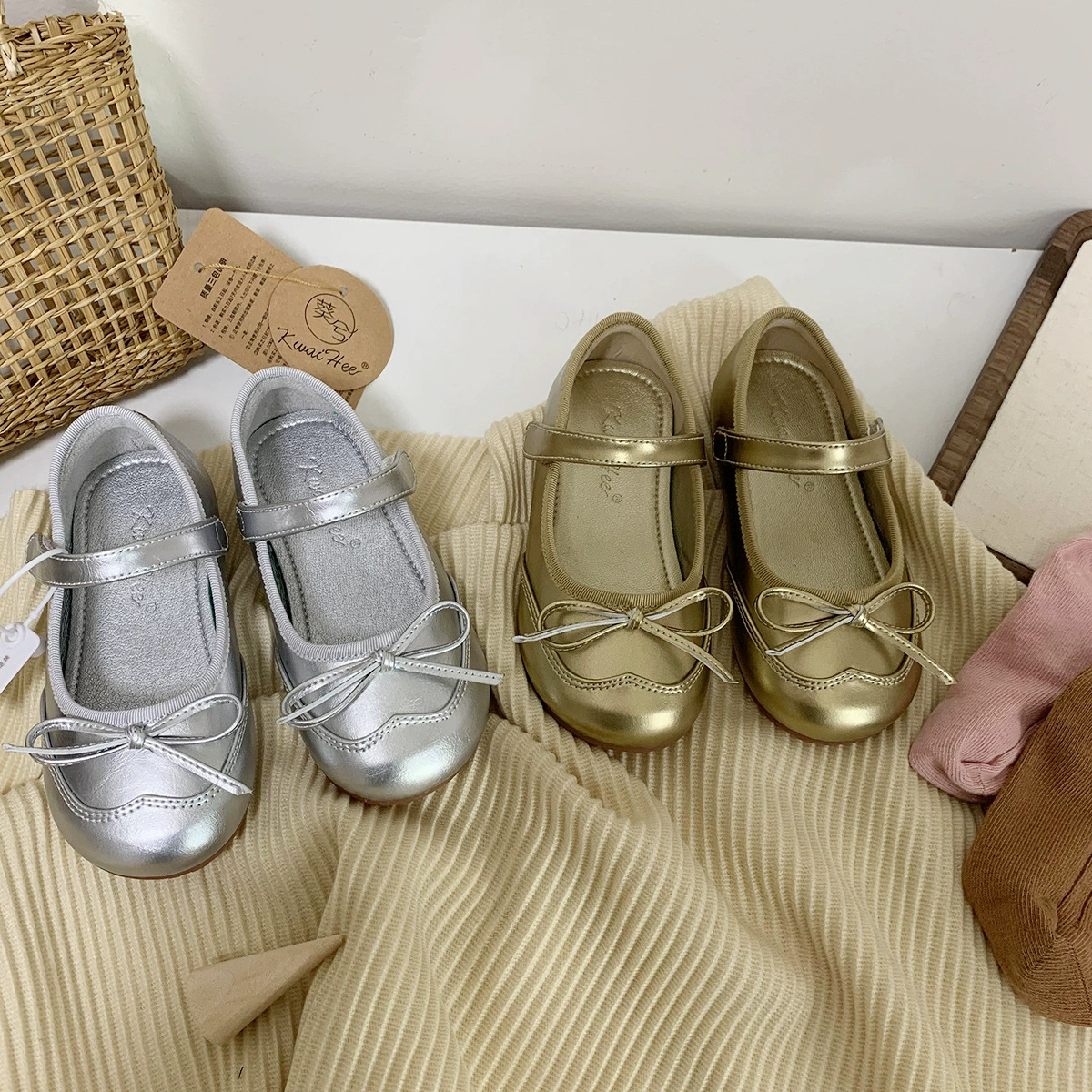 Обувь принцессы для девочек весной и осенью новая корейская версия бантика