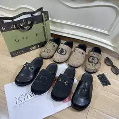 G-Club Premium Closed-Toe Slides for Women – 2025 Fall/Winter Fashion Embroidered Flat Slip-Ons with Horsebit Detail