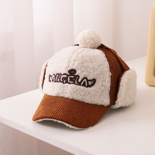 Korean style children's hat autumn and winter ear protection warm hat boy corduroy peaked hat female baby winter fashion baseball cap