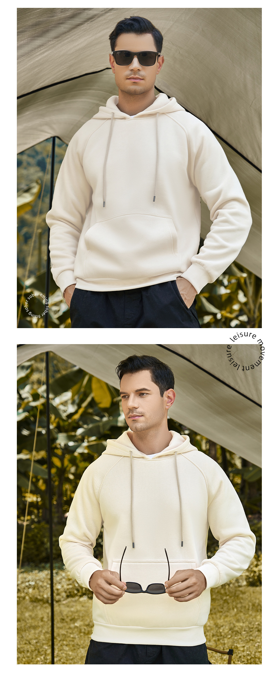 Men's Clothing new large size solid color men's pullover hooded sweatshirt men can add printing and hot stamping blank sweatshirt spot_voghion.com
