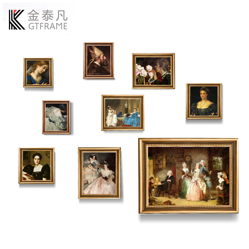 European-Style Vintage Photo Wall Set for Living Room, Dining Room, Clubhouse, Bar Wall, Solid Wood Picture Frame, Solid Wood Photo Frame