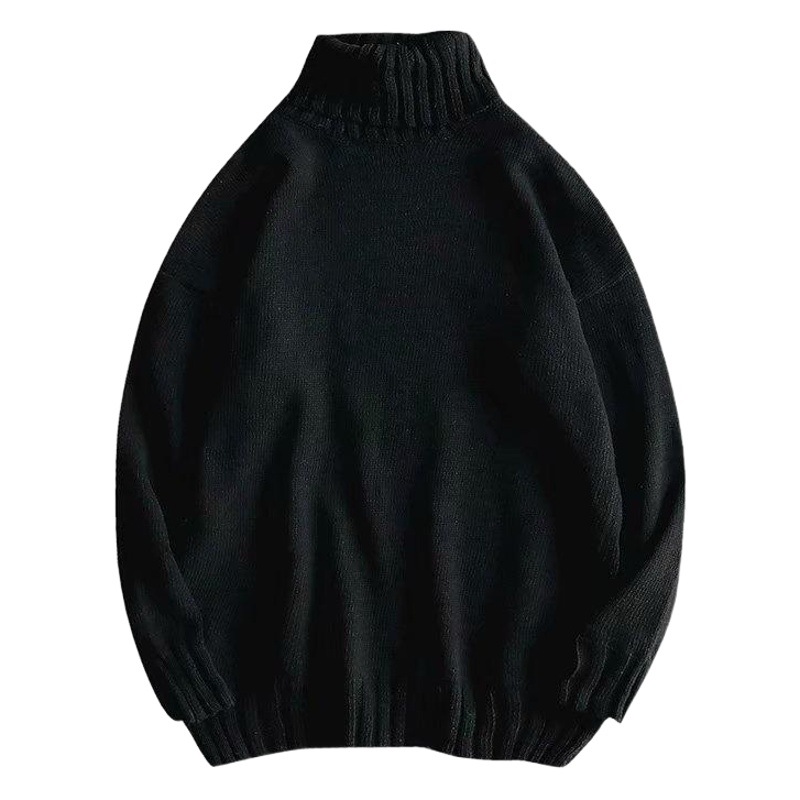 Estilo coreano de moda cuello alto suéter elegante invierno de los hombres flojo estudiante engrosado suéter abrigo color sólido suéter comercio exterior