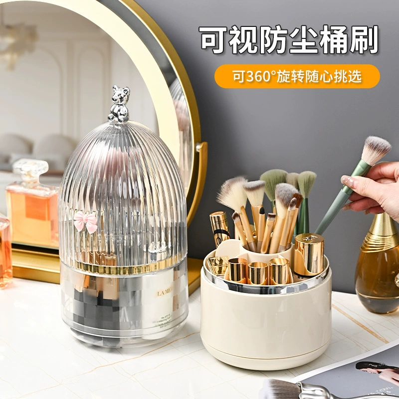 Туалетный столик помада карандаш для бровей косметический вращающийся ящик для хранения с крышкой пылезащитный отсек трубка для хранения Настольный Вращающийся держатель для ручек