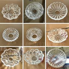 水晶灯透明色条纹网形玻璃碗碟蜡烛灯吊灯碗碟水晶灯罩装饰配件