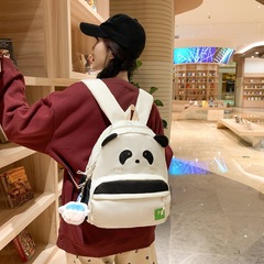 春上新尼龍熊貓可愛雙肩包卡通旅行包大容量休閒背包中學生書包