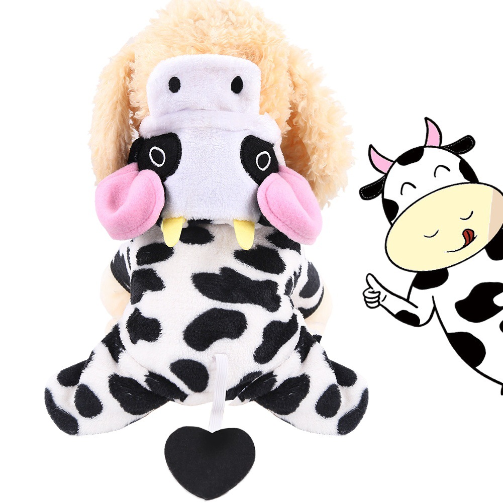 Suministros para perros coral polar gato ropa para mascotas Otoño e Invierno nueva vaca transformación ropa de dibujos animados perro mediano