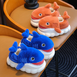 Winter Children's cotton slippers with heel boys parent-child warm fleece-lined Home Girls non-slip thick-soled children's cotton shoes