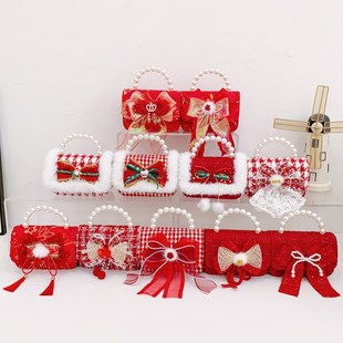 Kindergarten Red Travel Bag Cute Bow Princess Bag Hand Bag Little Girl Coin Purse Crossbody Bag