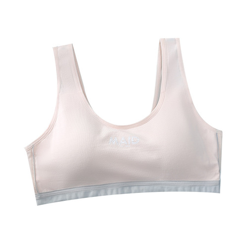 Developmental phase student girl underwear breathable mesh fixed cup girl bralette small backless top anti-slip two-stage