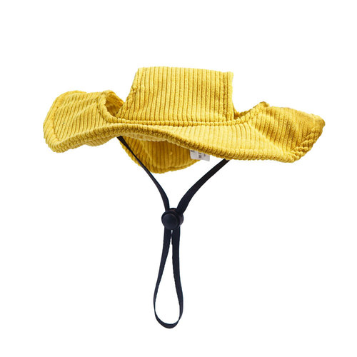 Pet it cute dog hat with exposed ears, pet fisherman hat, sunshade dress, corgi, sunscreen, little yellow hat, Amazon