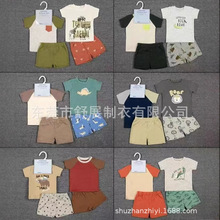 外贸婴童服装源头批发欧美宝宝衣服套装2短T+2短裤4件套婴儿童装