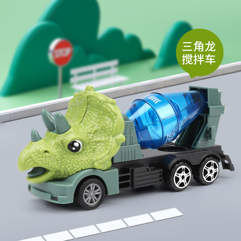 Dinosaurio de dibujos animados Ingeniería juguete para niños coche traje niño rompecabezas Tyrannosaurus excavadora coche grúa resistente a la caída