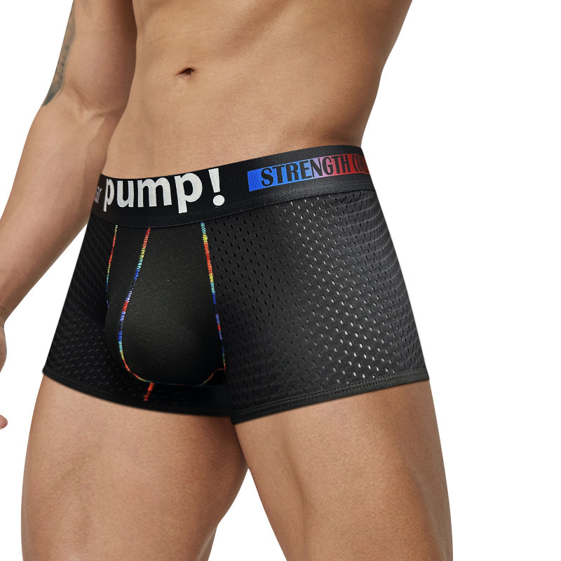 PUMP! TEMU sexy low waist men's underwear sexy sports fitness mesh breathable boxer shorts MP293