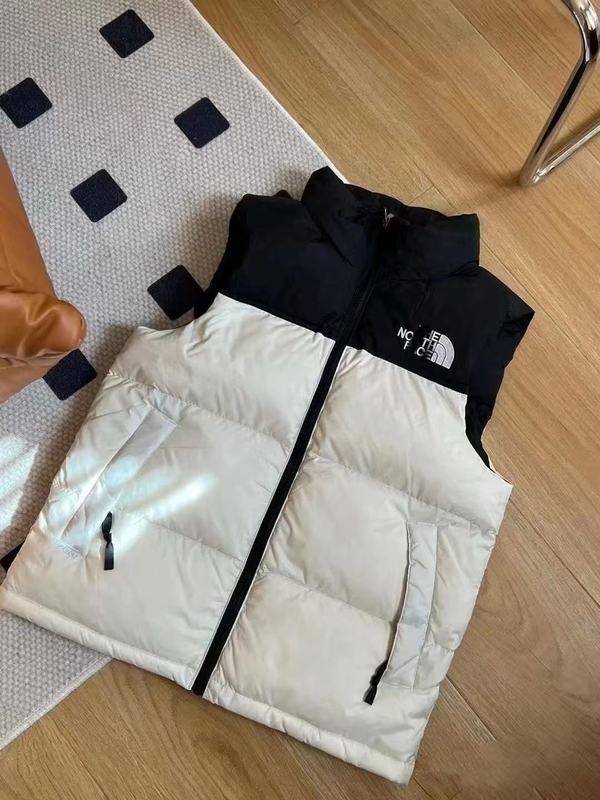 北脸格子羽绒马甲男女同款美版欧码前后刺绣保暖无袖外套冬季热款|undefined