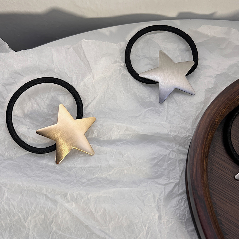 Pentagram Pattern Women'S Gender Simple Golden Silvery Solid Color Pentagram Shape Alloy Hair Tie