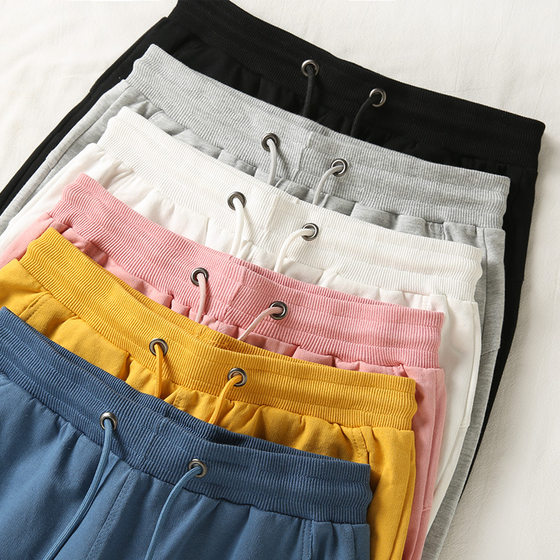 Source factory 300 grams of heavy cotton shorts for men and women with loose drawstring belt overalls wholesale