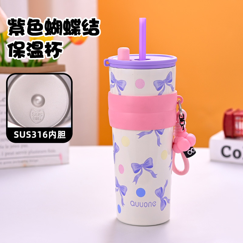 Nueva taza de paja de alto valor facial con cuerda 316 taza de aislamiento térmico de acero inoxidable taza de hielo portátil de gran capacidad