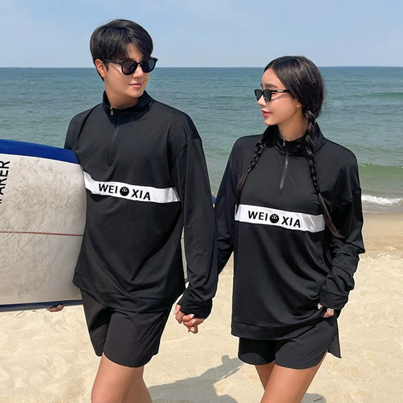 2024 летний пляжный стиль для отпуска, новый купальник для пар, Женский солнцезащитный крем из четырех частей, мужской повседневный купальник из двух частей