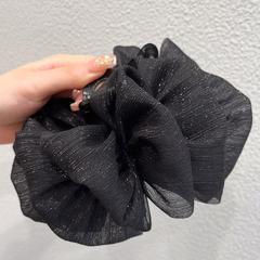 韓国の優雅な黒い大きな蝶結びの髪飾りの女性の後頭部のクリップの大きいサイズの高級感の夏のサメのクリップ
