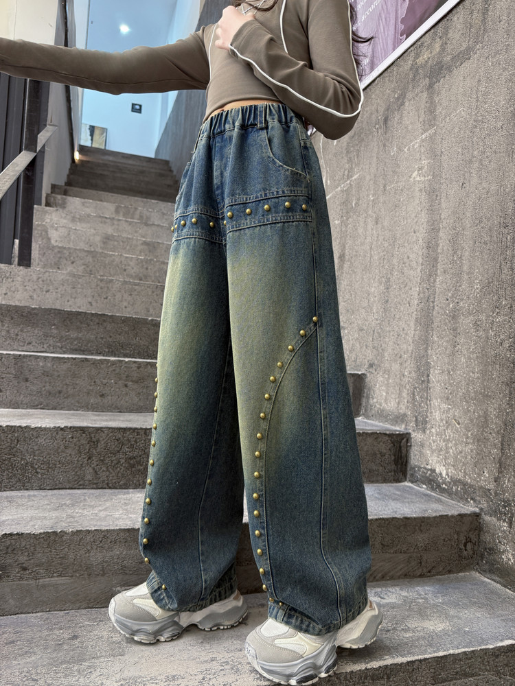 Spot 25008 Retro Pearl Jeans New Children's Miscellaneous European And American Jeans_voghion.com