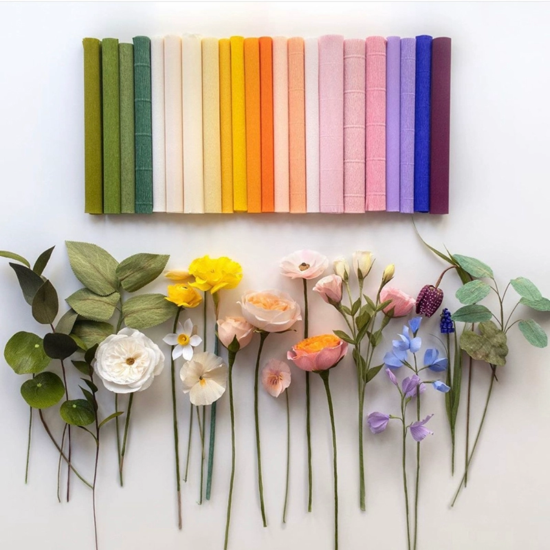 Цветная бумага с морщинистой бумагой ручной работы с цветочными материалами, утолщенными трехмерными складками