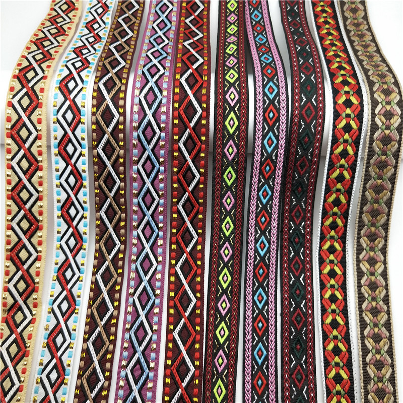 Nuevo 2cm oro de seda en forma de diamante cinta jacquard colorido cuadrado hecho a mano accesorios decorativos bordado ropa cinturón decorativo