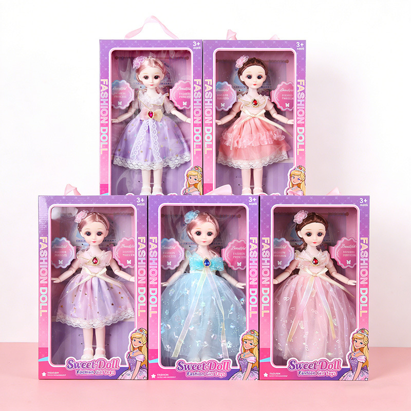New Cross-Border Gift Box with 12-Inch 3D Eyes, 13 Joints, Exquisite Wedding Dress-Changing Barbie Doll Toy