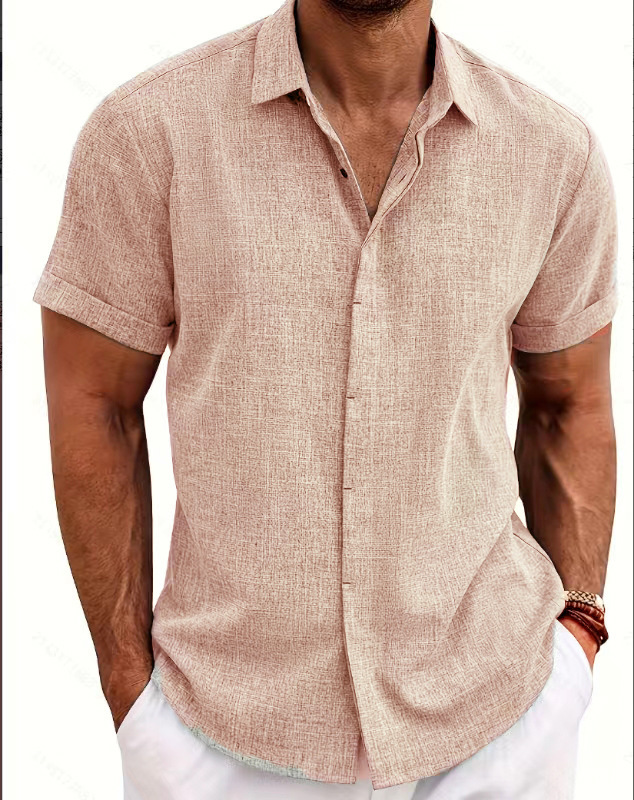 メンズリネン半袖tシャツゆるいスウェットソリッドカラー半袖綿麻シャツ男ビーチビッグサイズ男半袖シャツ|undefined