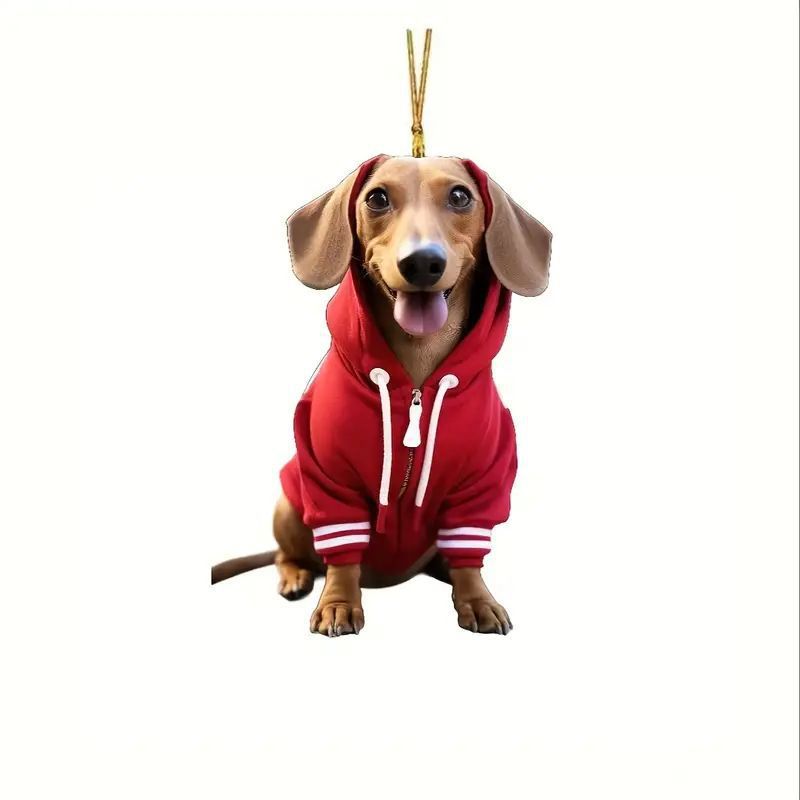 2D acrílico perros de Navidad colgando llavero multifuncional automóvil hogar decoración de fiestas colgantes decoración de la habitación image 9