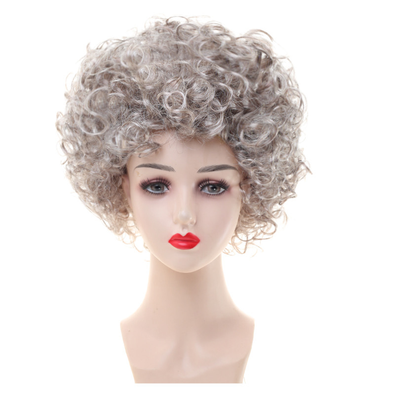 Amazon escuela 100 días gris abuelo peluca abuela peluca carta dama estilo vieja dama peluca