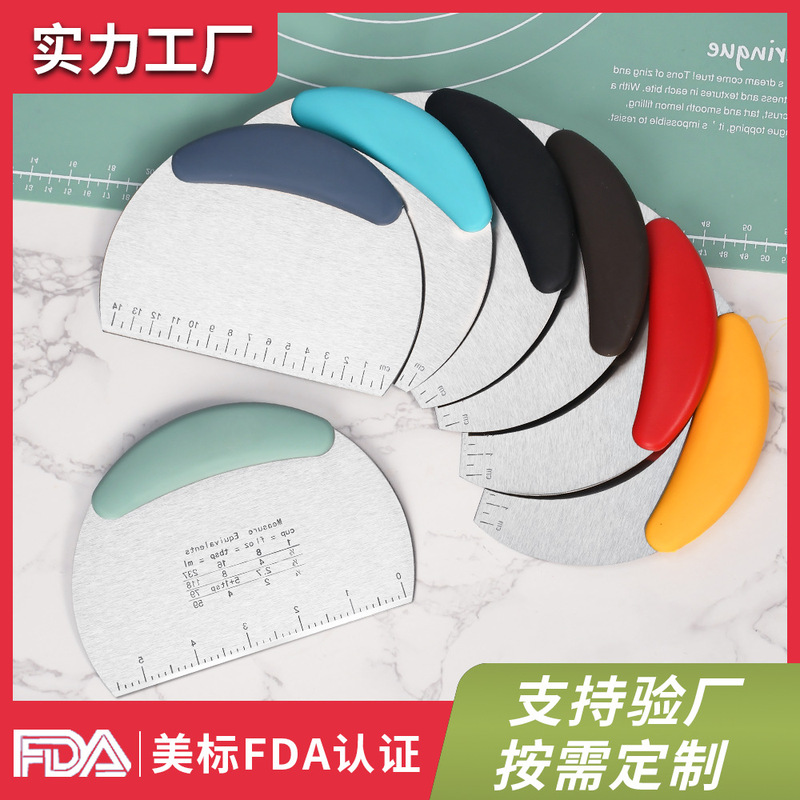 Factory Direct supply stainless steel noodle cutter household with scale sausage powder steamed bread hand rolling noodle baking scraper cutting panel