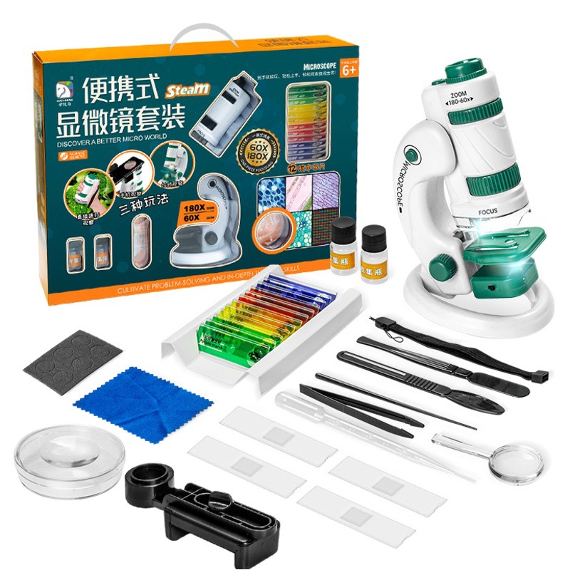 Microscopio para niños juguetes Escuela Primaria kindergarten ciencia experimento traje entrenamiento instituciones inscripción juguetes al por mayor