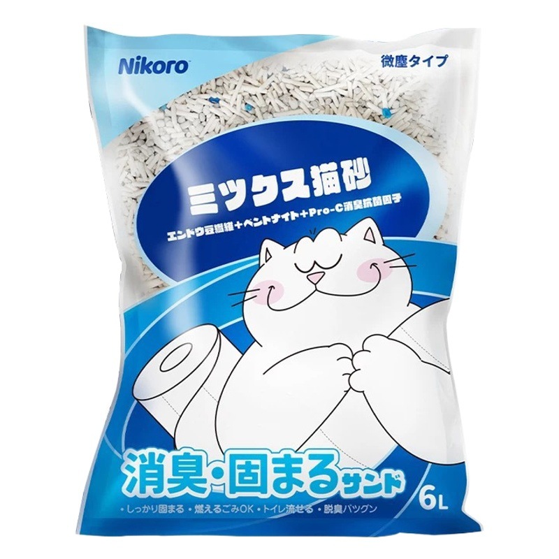 En stock al por mayor Japón nicolu gato arena desodorante mezclado gato arena 6L tela muñeca gato litera grande al por mayor nicolu