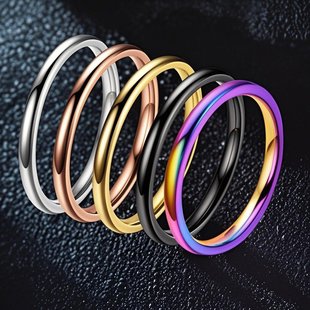Stainless Steel Ring Women's Japanese and Korean-style Simple Ring Fashion No Falling 2mm Very Fine Small Crowd Cold Titanium Steel Ring