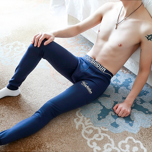 Thermal innerwear men's thickened and flocked pants cotton and wool knee pads autumn pants single piece thread pants cotton pants winter