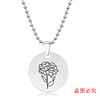 Necklace stainless steel, pendant engraved, European style, flowered, Birthday gift