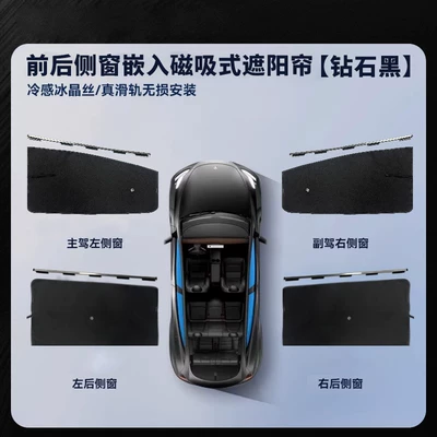 Car curtains — Curtain, Sun Protection and Heat Insulation - four-pieces-for-front-and-rear-windows-brick-black-top-uv-protection-nano-thermal-insulation-tesla-model-x-2019-2021