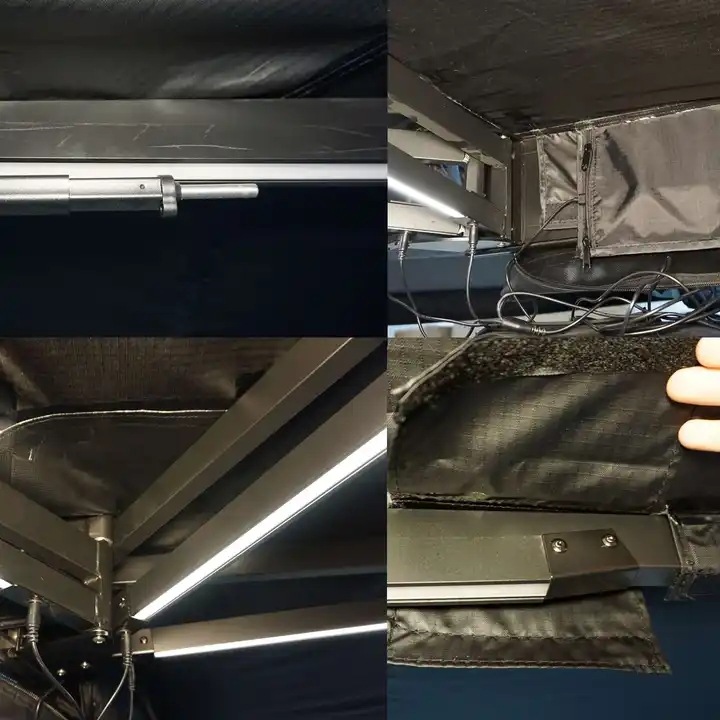 270 grados de ventilador con lámpara exterior carpa lateral a prueba de lluvia techo solar de carro lateral dosel