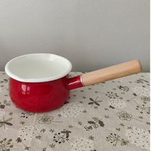 日式搪瓷单柄卷边奶锅宝宝牛奶辅食汤煲锅无涂层燃气灶电磁炉通用