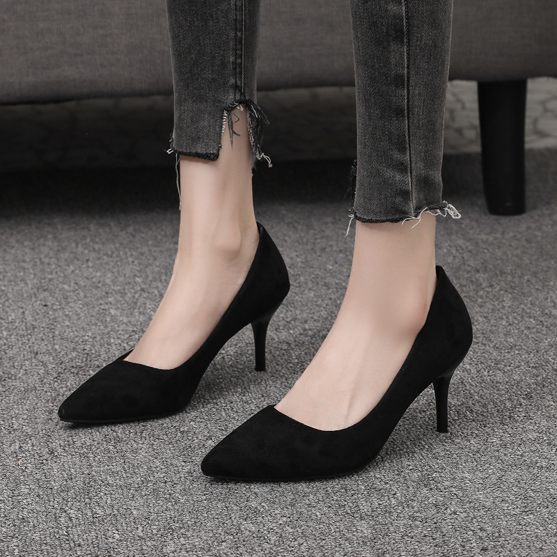 2025 Fall New Women's High Heels: Black Elegant French Style Fashion Shallow Mouth Stiletto Heel Pumps For Women_vogvips.com