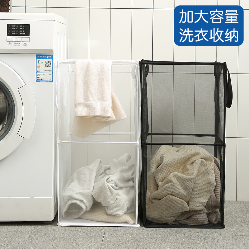 Square mesh laundry basket large foldable laundry basket bathroom laundry basket household portable laundry basket with handle