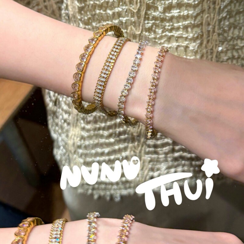 Jewelry: New Colorful Gemstone Heart-Shaped Pink Diamond Bracelet, Bohemian Style, Double Row Sparkling Diamond Tennis Bracelet, Anti-Fade Jewelry: New Colorful Gemstone Heart-Shaped Pink Diamond Bracelet, Bohemian Style, Double Row Sparkling Diamond Tennis Bracelet, Anti-Fade