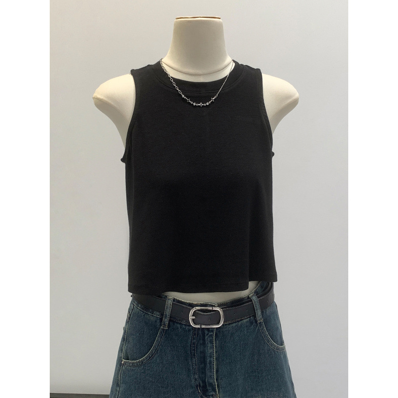 European Style Spicy Girl Sports Tank Top for Women 2026 New Versatile Sleeveless Short Round Neck Base Layer