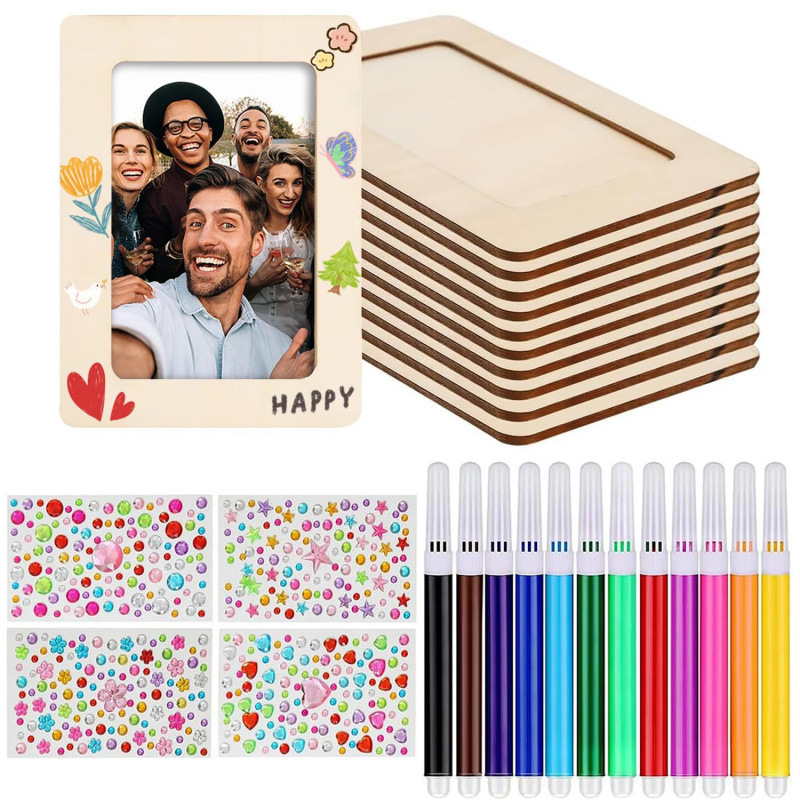 Amazon Hot Selling Wooden Baby Photo Frame Children's DIY Graffiti Wooden Craft Set Hand Painted Photo Frame Amazon Hot Selling Wooden Baby Photo Frame Children's DIY Graffiti Wooden Craft Set Hand Painted Photo Frame