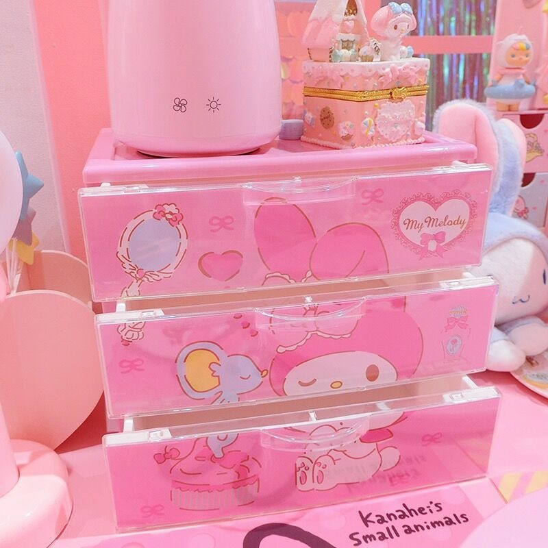 日系アニメ玉桂犬KT三階引き出し収納ケースデスクトップ化粧品文房具収納ケース学習用品ケース